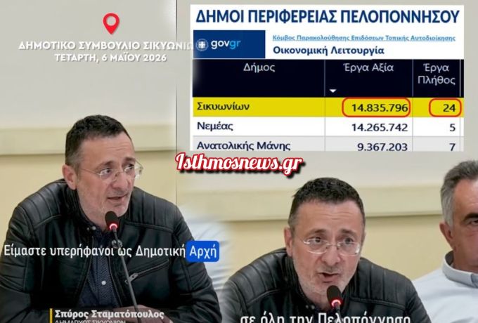 Δήμος Σικυωνίων: «Οι αριθμοί μιλούν» – Τι αναφέρει ο δήμαρχος Σπύρος Σταματόπουλος για την οικονομική πορεία του Δήμου