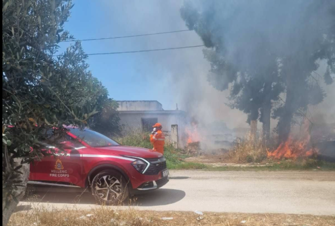 Σ.Δ.Α.Κ. «Ο Διγενής»: Άμεση επέμβαση σε πυρκαγιά στα Εξαμίλια Κορινθίας