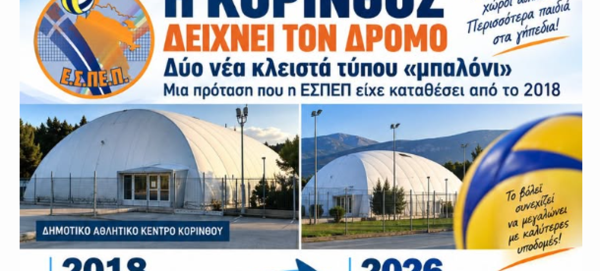 Από το 2018 στο 2026: Η πρόταση της ΕΣΠΕΠ για τα «μπαλόνια» βρίσκει εφαρμογή στην Κόρινθο