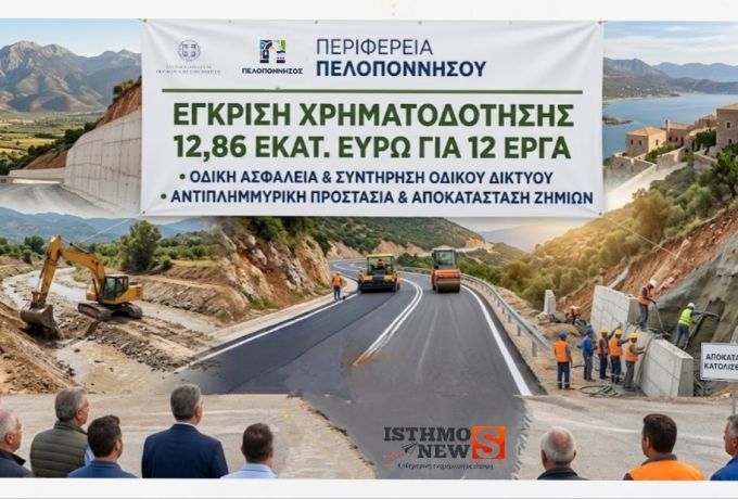 Δημήτρης Πτωχός: Έγκριση χρηματοδότησης 12,86 εκατ. ευρώ για 12 έργα στην Πελοπόννησο