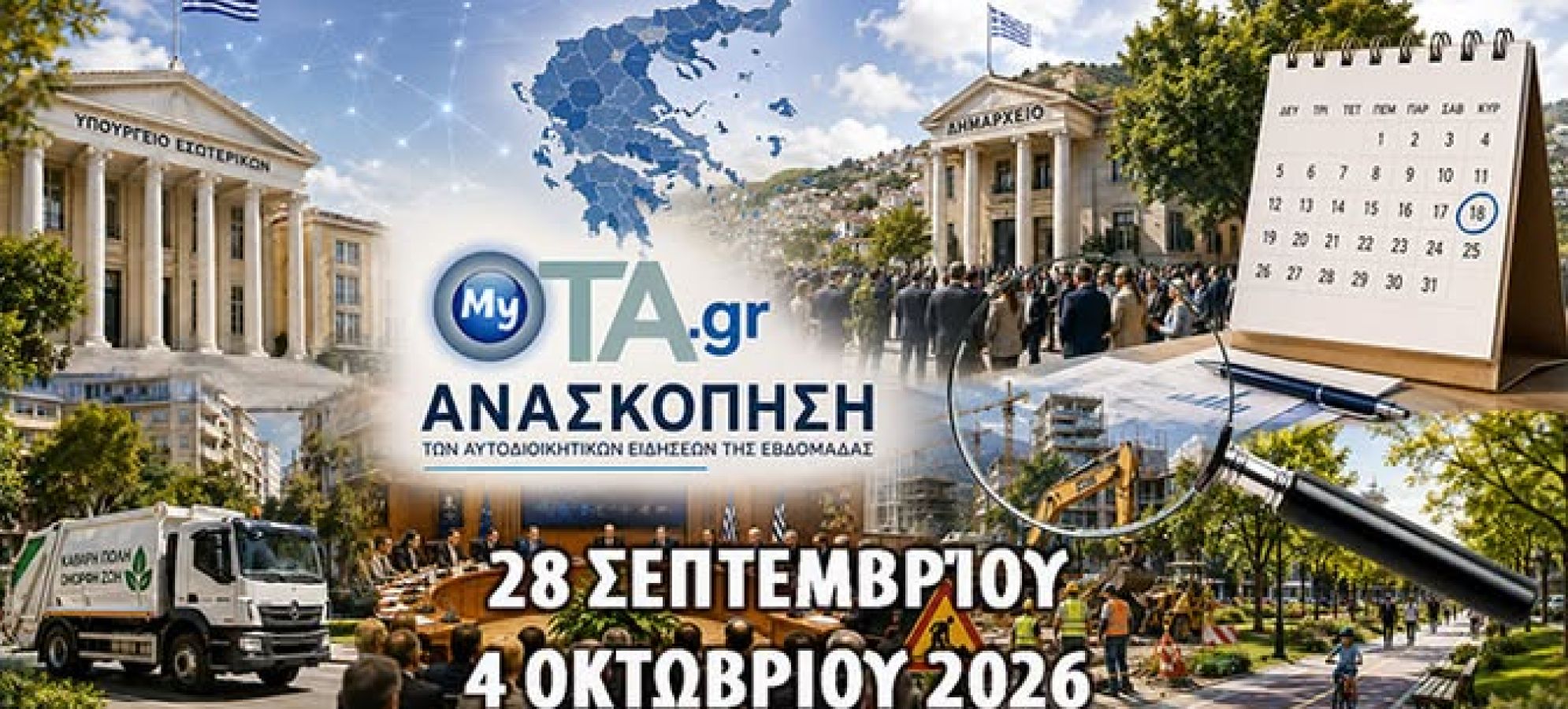 Οι 15 σημαντικότερες ειδήσεις για την αυτοδιοικητική εβδομάδα 28/9-4/10/2026 