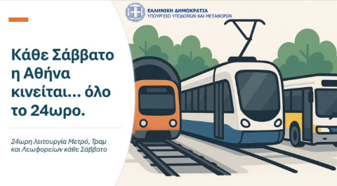 Κάθε Σάββατο η Αθήνα κινείται… όλο το 24ωρο: 24ωρη λειτουργία Μετρό, Τραμ και Λεωφορείων κάθε Σάββατο