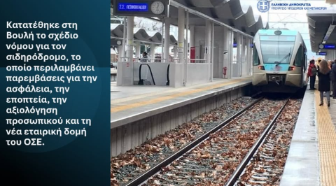 Κατατέθηκε στη Βουλή το σχέδιο νόμου για τον σιδηρόδρομο