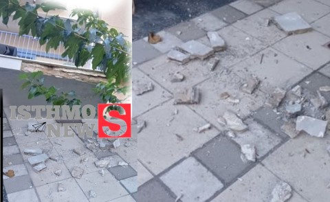 Έπεσαν σοβάδες από πολυκατοικία στο κέντρο της Κορίνθου – «Άγιο είχαμε» λένε οι περαστικοί