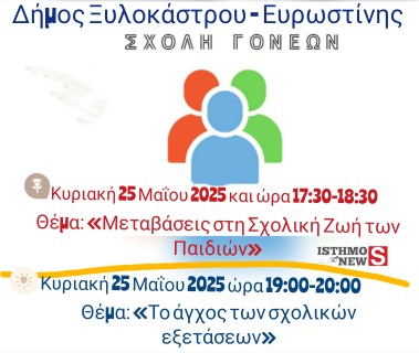 6η Σχολή Γονέων με τίτλο «Μεταβάσεις στη Σχολική Ζωή των Παιδιών» & «Το άγχος των σχολικών εξετάσεων»